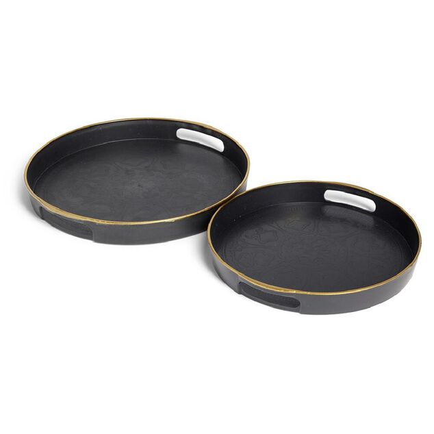 Lot de 2 plateaux &Oslash;29cm et &Oslash;36cm plastique noir
