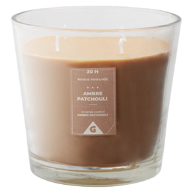 Bougie parfum&eacute;e dans verre senteur ambre patchouli &Oslash;13,5xH12,5cm 30H