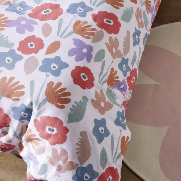 Parure de lit 1 personne 140x200cm coton graphique et fleuri (2 mod&egrave;les)