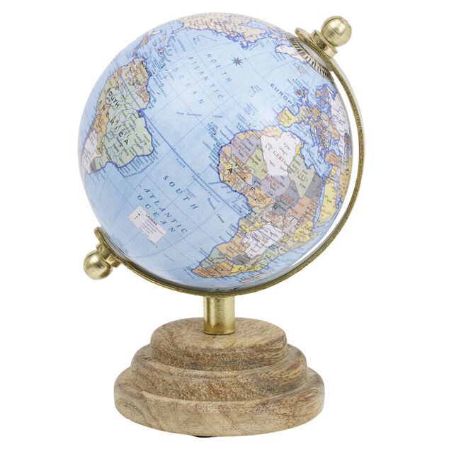 Globe terrestre d&eacute;co en bois
