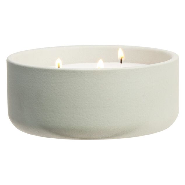 Bougie ronde dans pot en c&eacute;ramique &Oslash;16 cm