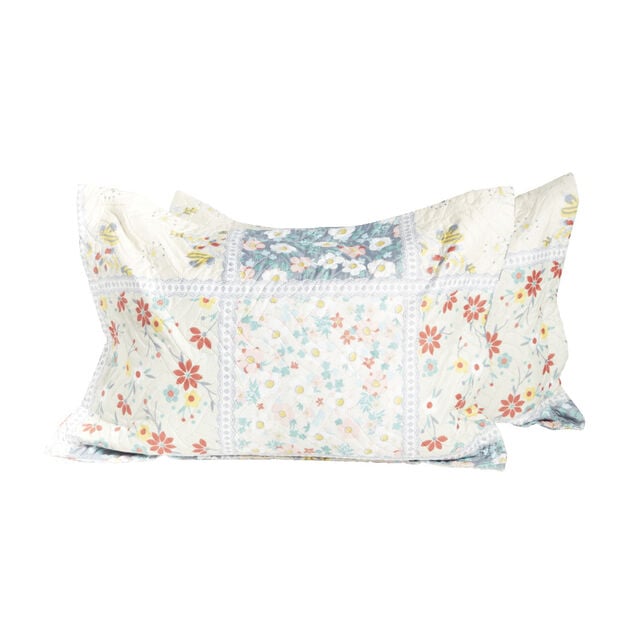 Lot de 2 taies d'oreillers boutis 50x70cm ou 65x65cm