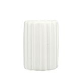 Gobelet salle de bain fa&ccedil;on cannel&eacute; gr&egrave;s blanc &Oslash;8xH11cm