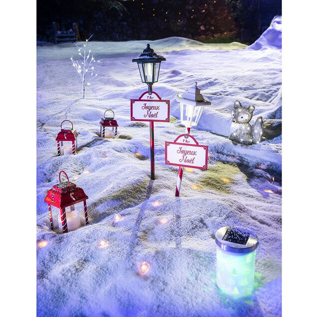 Borne solaire 1 LED panneau Joyeux Noël