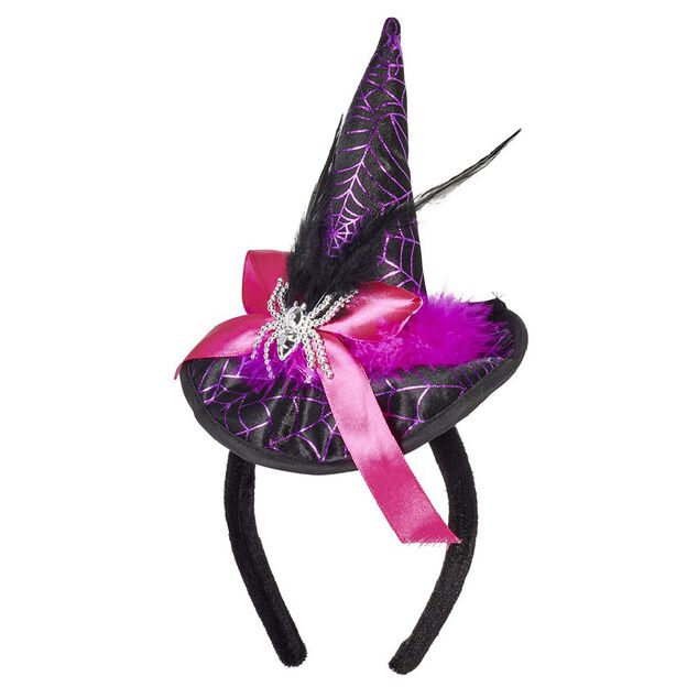 Serre-t&ecirc;te chapeau noir sorci&egrave;re enfant