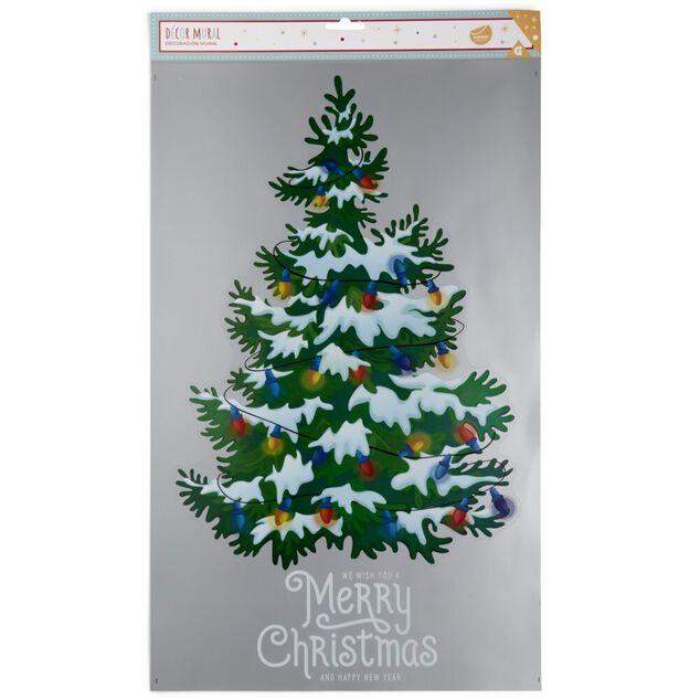 D&eacute;coration adh&eacute;sive fen&ecirc;tre et mur sapin de No&euml;l repositionnable