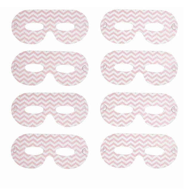 Masque de f&ecirc;te motif zig zag blanc et rose en carton x 8