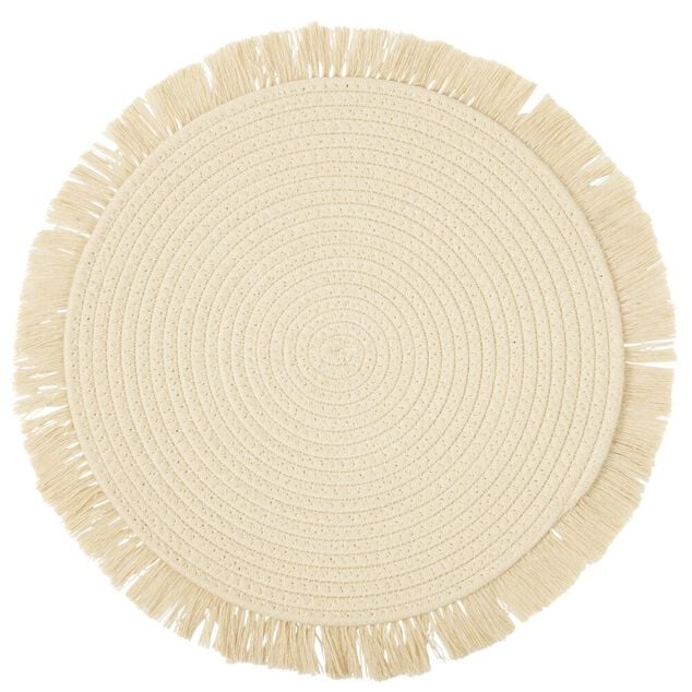 Set de table rond polycoton et frange &Oslash;42cm (3 mod&egrave;les)
