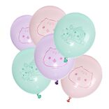 Ballon Gabby Chat x6 baudruche latex rose vert violet 13x17cm