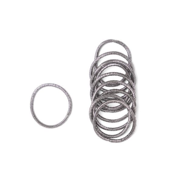 Lot de 15 &eacute;lastiques &agrave; cheveux polyester noir et fil m&eacute;tallique argent&eacute;