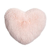 Coussin forme coeur fausse fourrure beige ou rose 42x42cm