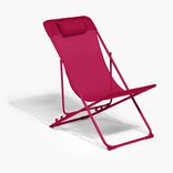 Chilienne Garden pliante avec t&ecirc;ti&egrave;re textil&egrave;ne rouge 56x82xH76/90cm