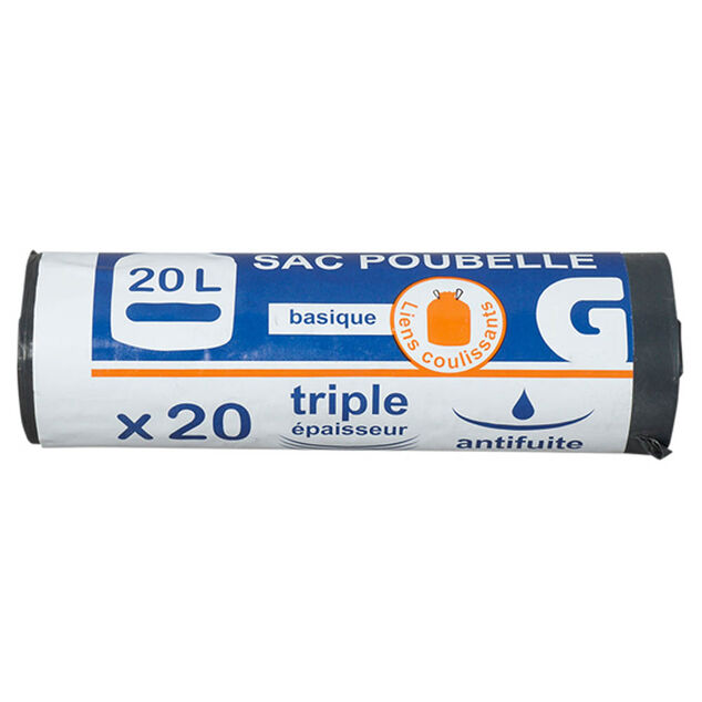 Sac poubelle lien coulissant 20 L x20