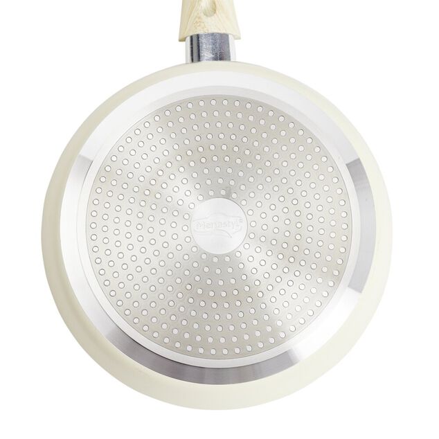 Po&ecirc;le poign&eacute;e effet bois aluminium et c&eacute;ramique beige &Oslash;24cm