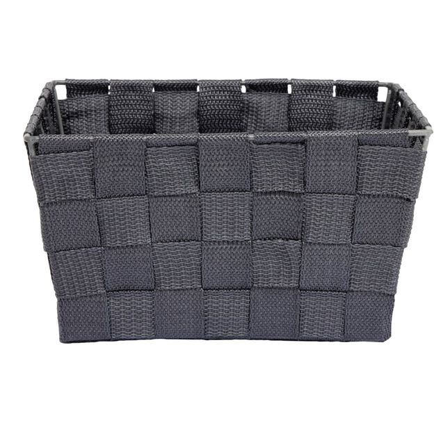 Panière de rangement tressée gris foncé Taille L - 21,5x12xH21,5cm