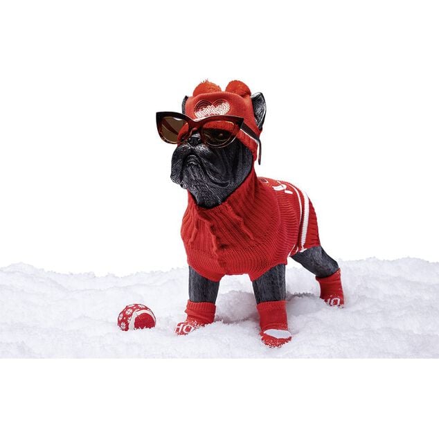 Bonnet de No&euml;l pour chien rouge &agrave; sequin