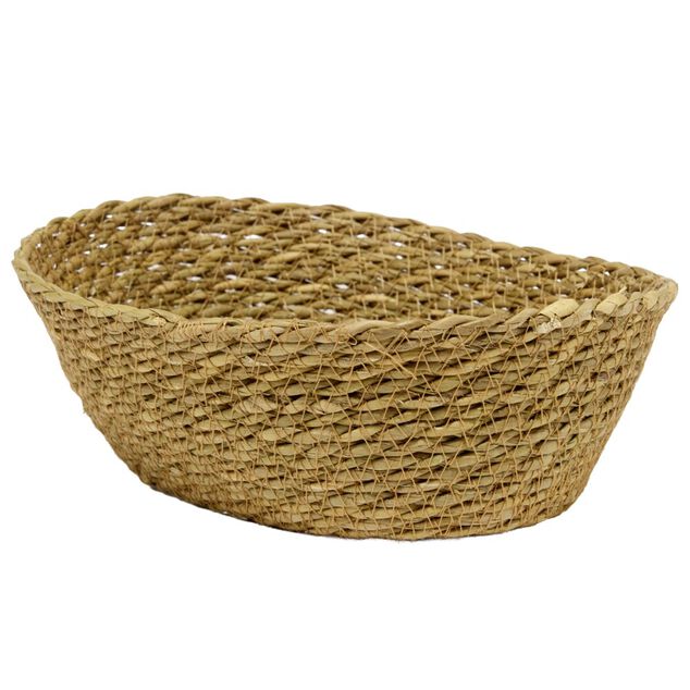 Pani&egrave;re ovale en jute Typha marron 25x17xH8cm