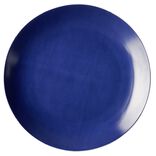Assiette plate en porcelaine d&eacute;cor bleu &Oslash; 27 cm