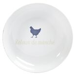 Assiette creuse porcelaine blanche designe poule Ø21cm
