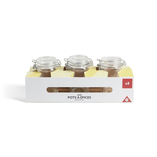 Lot de 3 pots &agrave; &eacute;pices en verre