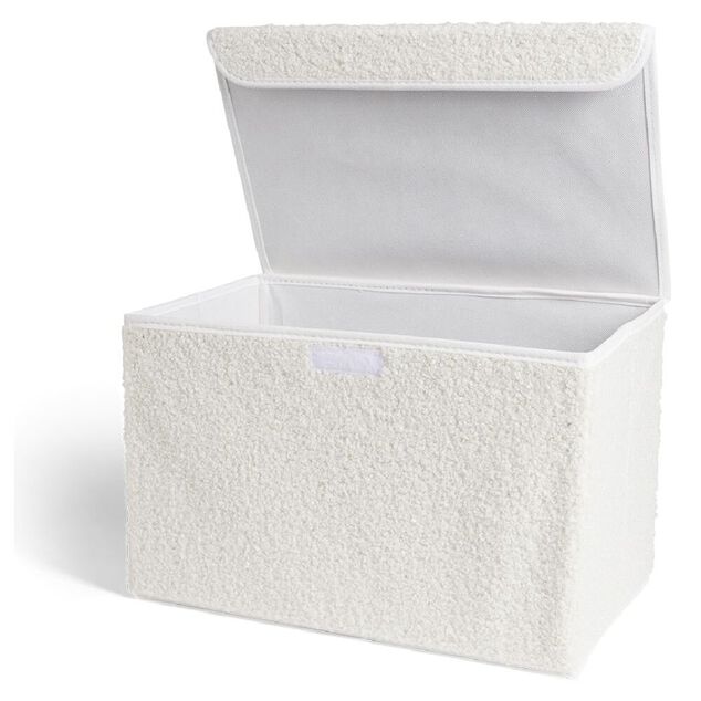 Pani&egrave;re coffre pliable tissu bouclette blanc 38x25xH25cm