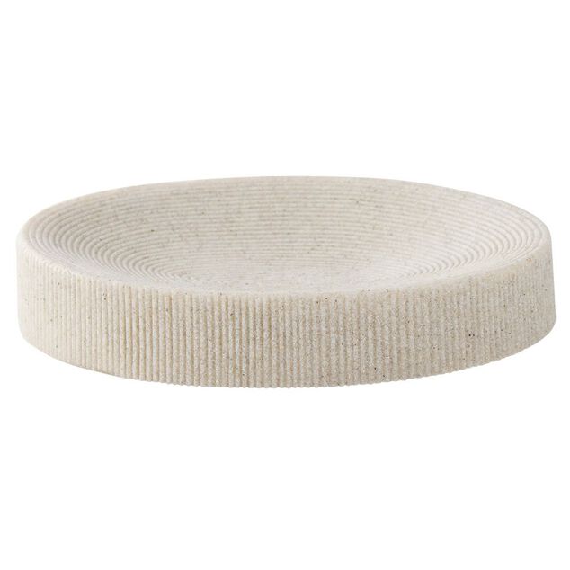 Porte-savon rond plastique beige effet textur&eacute; &Oslash;11xH2,5cm