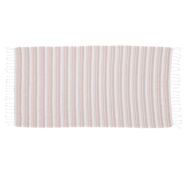 Sac de plage avec fouta &agrave; rayures 90x170cm (2 mod&egrave;les bleu ou rose)