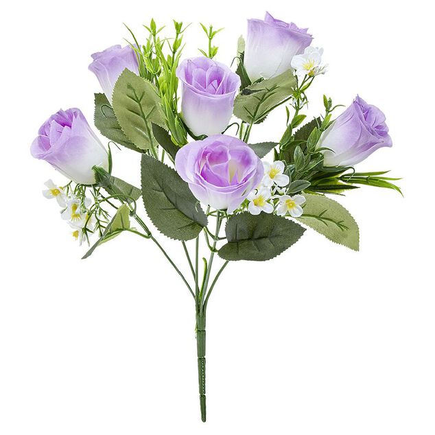Piquet de boutons de Roses - Fleur artificielle violet blanc
