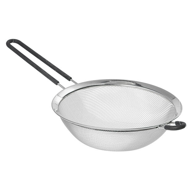 Passoire en inox &agrave; maille fine avec poign&eacute;e en silicone