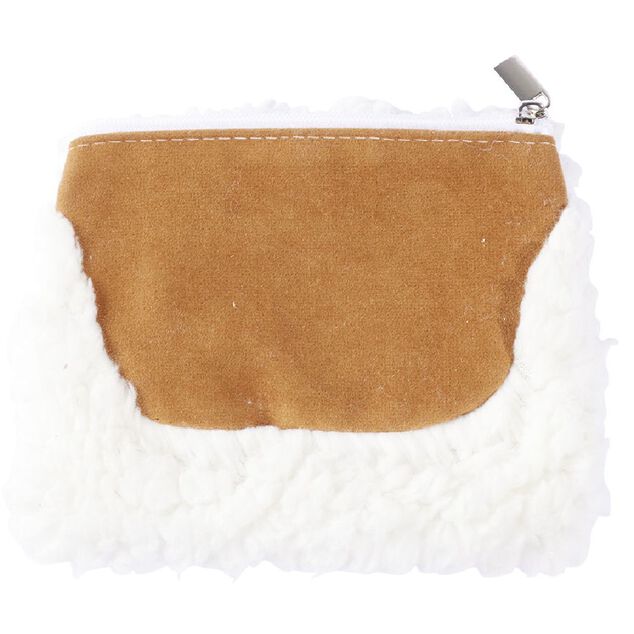Pochette imitation laine blanche et daim marron