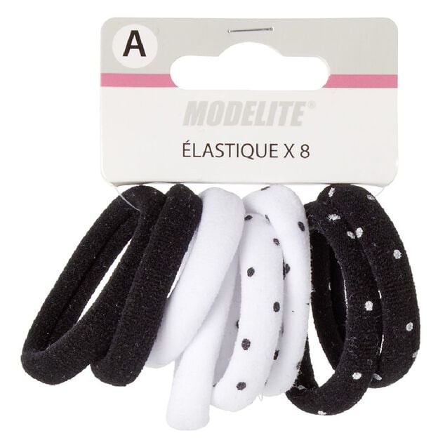 &Eacute;lastique en mousse noir et blanc x8