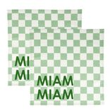 Serviette de table x2 coton vichy vert "miam miam" 45x45cm