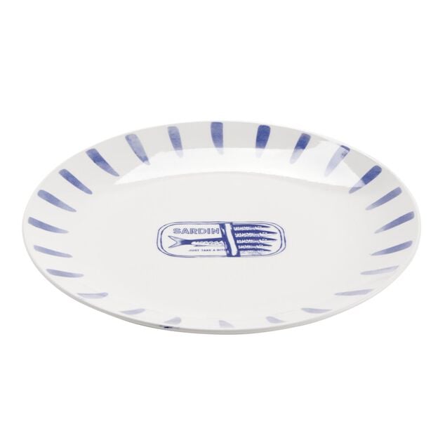 Assiette plate en porcelaine d&eacute;cor marin &Oslash;26cm (2 mod&egrave;les sardine ou homard)