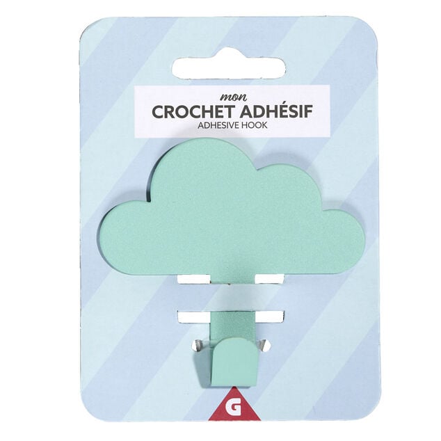 Crochet adh&eacute;sif m&eacute;tal forme nuage 8,5x2xH11,4cm - 3 mod&egrave;les