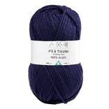 Pelote de fil à tricoter acrylique bleu marine 144m 100Gr