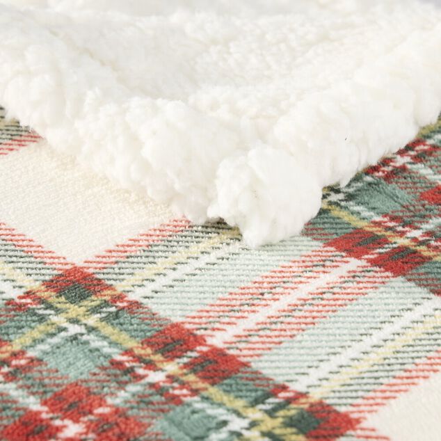 Plaid No&euml;l vintage imprim&eacute; tartan polyester L150X120 cm