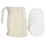 Lot de 5 disques d&eacute;maquillants en coton r&eacute;utilisables &Oslash;8cm
