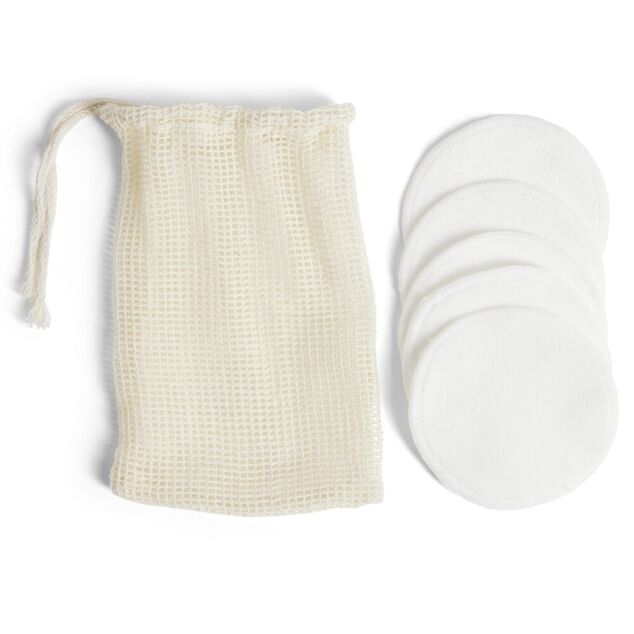 Lot de 5 disques d&eacute;maquillants en coton r&eacute;utilisables &Oslash;8cm