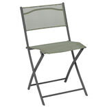 Chaise de jardin pliante London m&eacute;tal textil&egrave;ne vert 45x50xH81cm