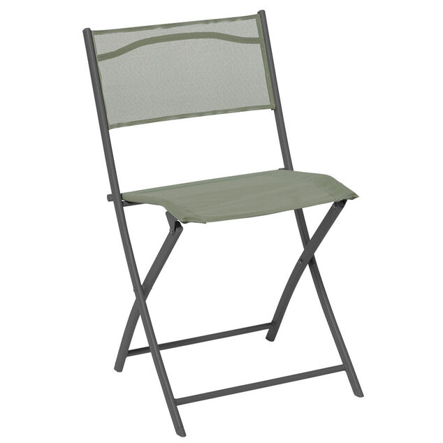 Chaise de jardin pliante London m&eacute;tal textil&egrave;ne vert 45x50xH81cm