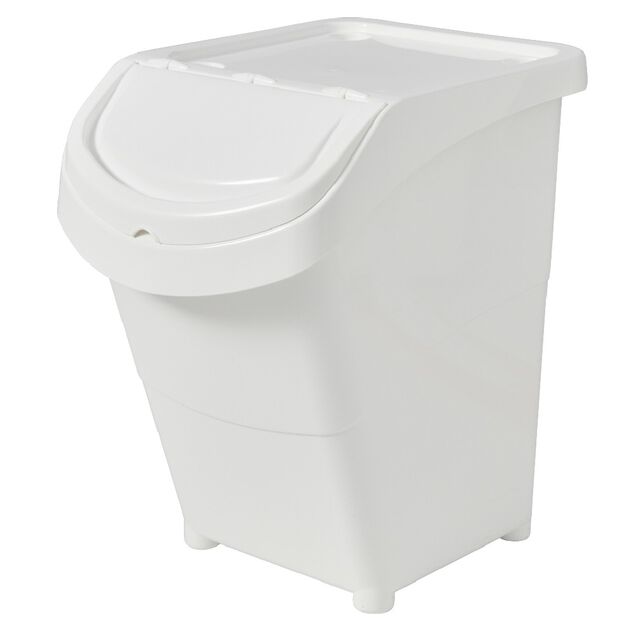 Bo&icirc;te de rangement blanche avec couvercle 40L