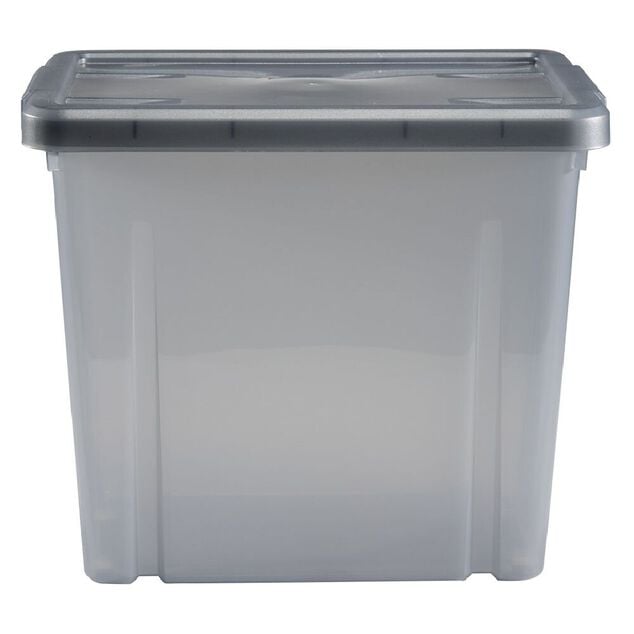 Bo&icirc;te de rangement en plastique gris fum&eacute;e 8,8L