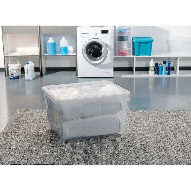 Box de rangement &agrave; roulettes transparent 140L