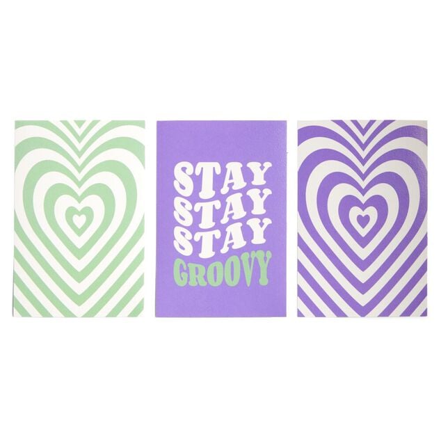 Lot de 3 affiches papier vert et violet 10x15cm