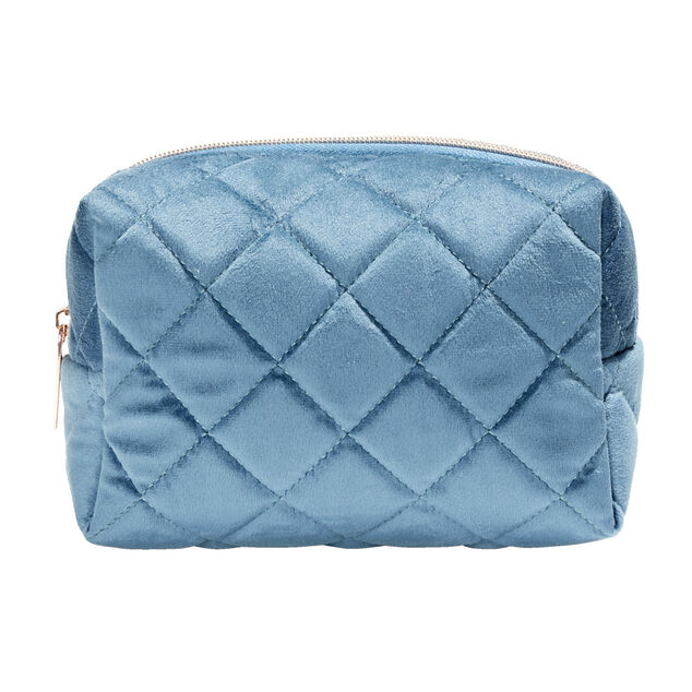 Pochette à cosmétiques en velours beige ou bleu 19x9xH12cm