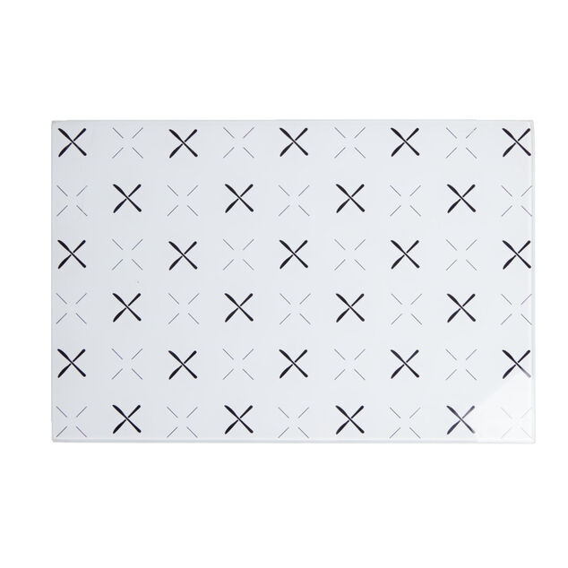 Planche à découper en verre blanc motif noir 20x30cm