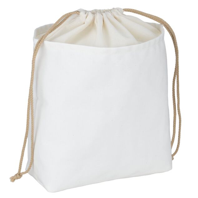 Sac &agrave; pain coton blanc avec lien &agrave; nouer 29x22xH20cm