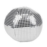 Coussin boule à facette polyester argenté Ø26xH26cm