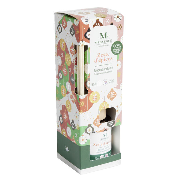 Diffuseur &agrave; b&acirc;tonnets 80ml Mess&eacute;gu&eacute; bouquet parfum&eacute; zeste d'&eacute;pices
