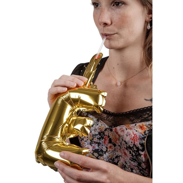 Ballon JOYEUX ANNIVERSAIRE en aluminium dor&eacute;/argent&eacute;